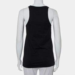 Balmain Black Cotton Logo Printed Tank Top M