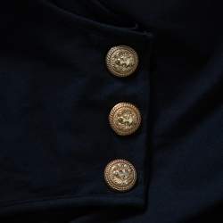Balmain Black Cotton Crystal Logo Embellished Button Detail Sleeveless T-Shirt M