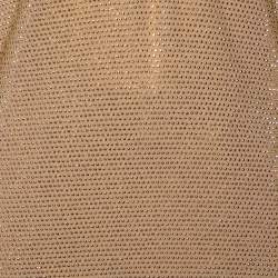 Balmain Gold Rhinestone Embellished Knit V-Neck Oversized Top M