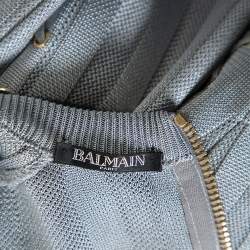 Pre Owned Balmain Grey Knit Lace Up Detail Mini Dress M