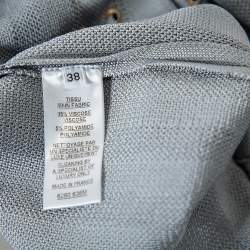 Pre Owned Balmain Grey Knit Lace Up Detail Mini Dress M