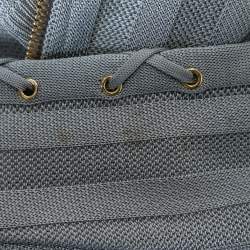 Pre Owned Balmain Grey Knit Lace Up Detail Mini Dress M