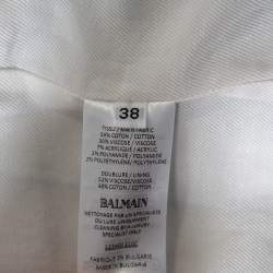 Pre Owned Balmain Powder Blue Tweed Double Breasted Sleeveless Mini Dress M