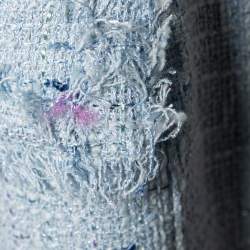 Pre Owned Balmain Powder Blue Tweed Double Breasted Sleeveless Mini Dress M