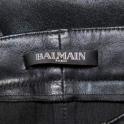 Balmain Black Leather Biker Pants M