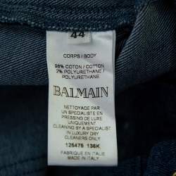 Pre Owned Balmain Blue Denim High Waist Paneled Bootcut Jeans L