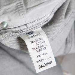 Balmain Grey Denim Biker Jeans M