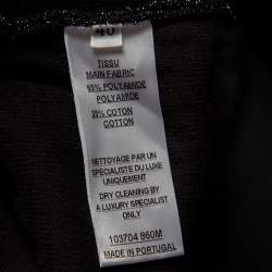 Pre Owned Balmain Black Lurex Knit Shoulder Button Detail Mini Dress M