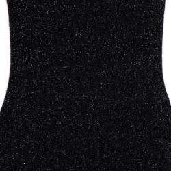 Pre Owned Balmain Black Lurex Knit Shoulder Button Detail Mini Dress M