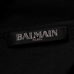 Pre Owned Balmain Black Logo Printed Cotton Shoulder Button Detail Sleeveless T-Shirt S