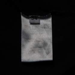 Pre Owned Balmain Black Logo Printed Cotton Shoulder Button Detail Sleeveless T-Shirt S