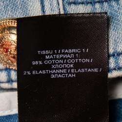 Pre Owned Balmain Blue Light Wash Denim Button Detail Mini Skirt M