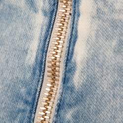 Pre Owned Balmain Blue Light Wash Denim Button Detail Mini Skirt M