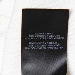 Pre Owned Balmain White Rib Knit Button Embellished Cutaway Top S