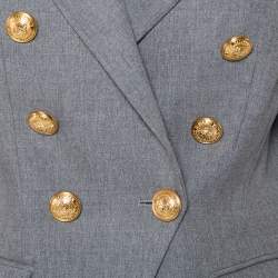 Pre Owned Balmain Grey Wool Double Breasted Blazer M
