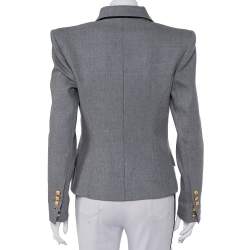 Pre Owned Balmain Grey Wool Double Breasted Blazer M