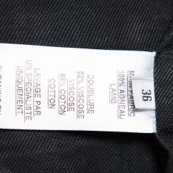 Pre Owned Balmain Black Leather Quilted Detail Short Sleeve Biker Jacket S