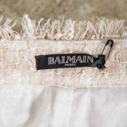 Balmain Cream Tweed Button Detail Shorts S