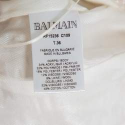 Balmain Cream Tweed Button Detail Shorts S