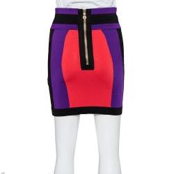 Balmain Colorblock Knit Mini Skirt S