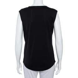 Pre Owned Balmain Black Cotton Logo Embellished Sleeveless T-Shirt S