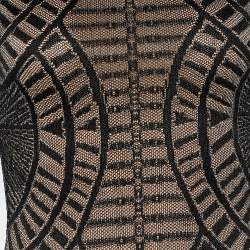 Pre Owned Balmain Black Perforated Stretch Knit Long Sleeve Dress S