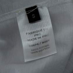 Pre Owned Balmain White Logo Printed Cotton Button Detail Sleeveless T-Shirt S