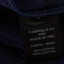 Pre Owned Balmain Navy Blue Logo Printed Cotton Button Detail Tank Top S