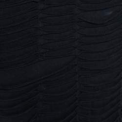 Pre Owned Balmain Black Jersey Distressed Overlay Round Neck Mini Dress S