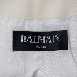 Pre Owned Balmain Cream Wool Double Breasted Blazer M