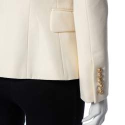 Pre Owned Balmain Cream Wool Double Breasted Blazer M