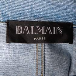 Pre Owned Balmain Blue Light Washed Denim Single Button Blazer M 