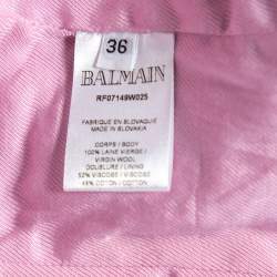 Pre Owned Balmain Rose Layette Wool Double Breasted Blazer S