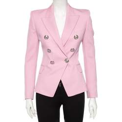 Pre Owned Balmain Rose Layette Wool Double Breasted Blazer S