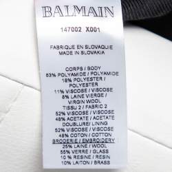 Pre Owned Balmain Black Tinsel Tweed Embellished Patch Detail Blazer S