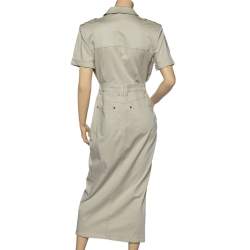 Pre Owned Balmain Beige Stretch Cotton Double Breasted Dress M