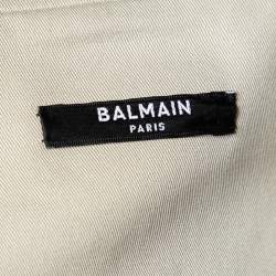 Pre Owned Balmain Beige Stretch Cotton Double Breasted Dress M