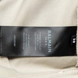 Pre Owned Balmain Beige Stretch Cotton Double Breasted Dress M