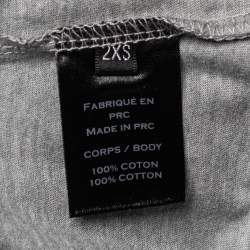 Pre Owned Balmain Grey Logo Print Cotton Long Sleeve T-Shirt XXS