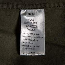 Balmain Dark Green Cotton Distressed Embellished Button Front Military Shirt M