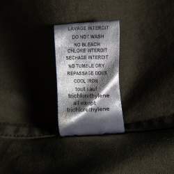 Balmain Dark Green Cotton Distressed Embellished Button Front Military Shirt M