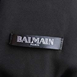 Pre Owned Balmain Black Jersey Polka Dotted Mesh Inset Detail Short Dress M