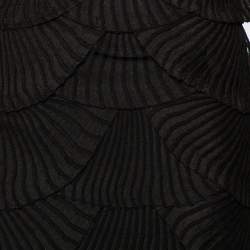 Pre Owned Balmain Black Knit Chain Sleeve Detailed Tiered Mini Dress S