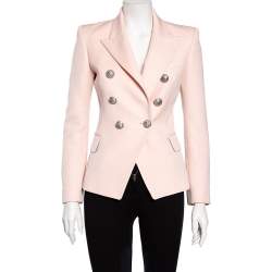 Pre Owned Balmain Light Pink Wool Double Breasted Blazer S