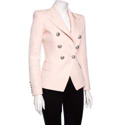 Pre Owned Balmain Light Pink Wool Double Breasted Blazer S