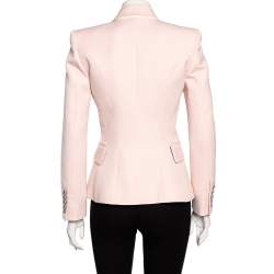 Pre Owned Balmain Light Pink Wool Double Breasted Blazer S