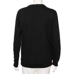 Pre Owned Balmain Black Cotton Logo Printed Crew Neck Sweatshirt S