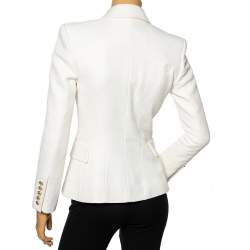 Pre Owned Balmain Off White Textured Double Breasted Blazer S