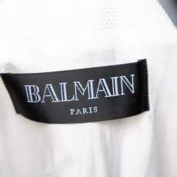 Pre Owned Balmain Off White Textured Double Breasted Blazer S