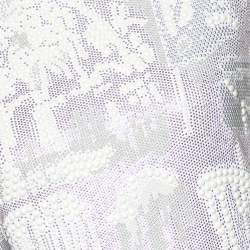 Balmain White Studded Knit Long Sleeve Mini Dress M